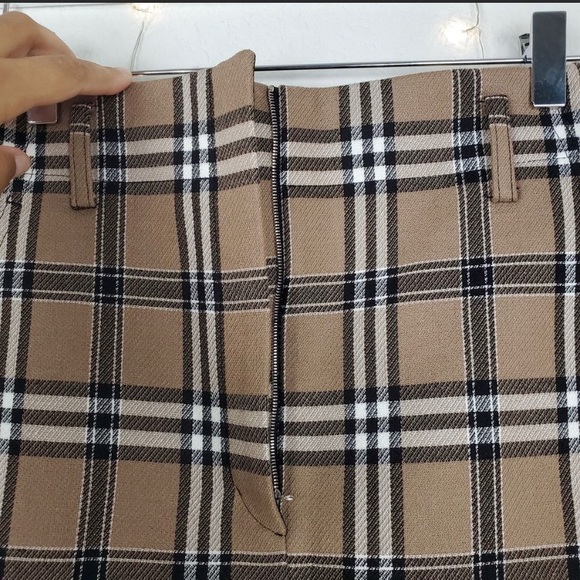 Sandro Sunset Camel Plaid Wool Blend Mini Skirt S - Picture 3 of 10